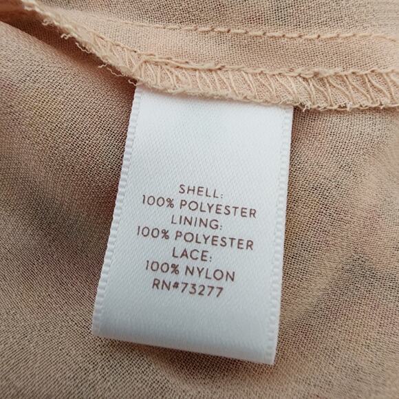 Lauren Conrad Women Blouse Large Layered Chiffon Boho Lace Back Top V Neck Ditsy - Picture 11 of 12